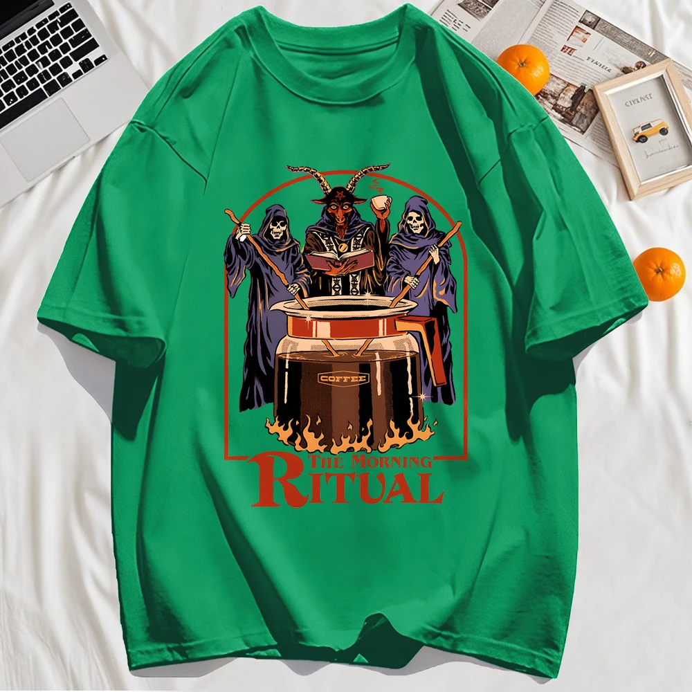 The Morning Ritual Prints Herren T-Shirt Sommer Atmungsaktive Baumwolle Lose T-Shirts All-Match O-Ausschnitt Weiches Unisex Top – Detail 24