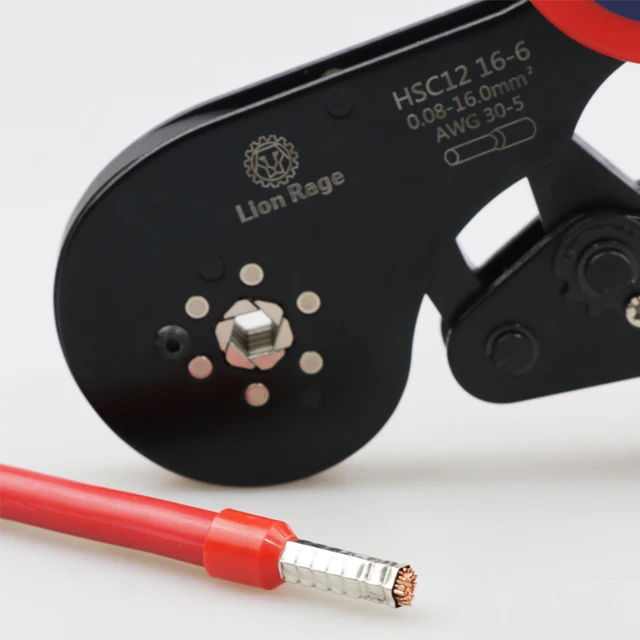 Strumento di crimpatura ghiera HSC12 16-6 Mini pinze per terminali tubolari per terminali di grandi dimensioni Morsetti elettrici 0,08-16mm2/30-5AWG 6