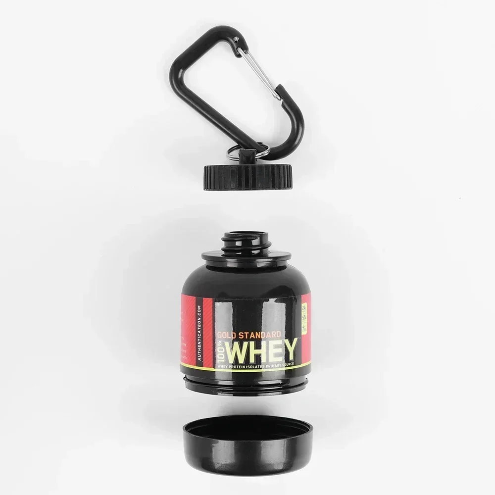 Protein Powder Bottle Keychain Medicine Powder Container Carabiner Bucket 1-20Pcs for Gym Travel Outdoor