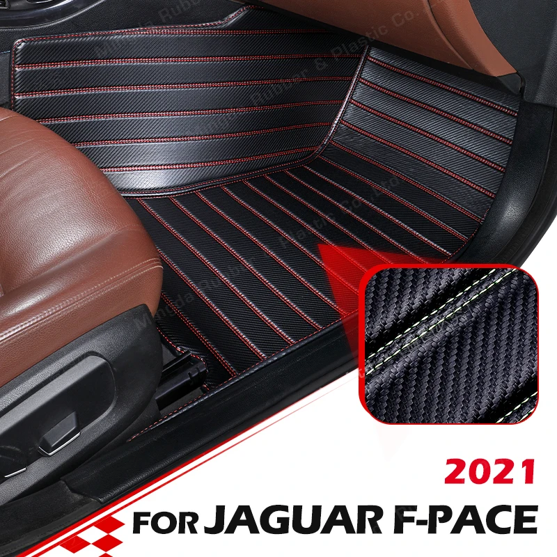 

Custom Carbon Fibre style Floor Mats For Jaguar F-PACE 2021 Foot Carpet Cover Automobile Interior Accessories
