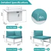 Aluminum terrace furniture with fire pit dialogue set, equipped with 29 inch deep seats (sky blue with white aluminum) 4