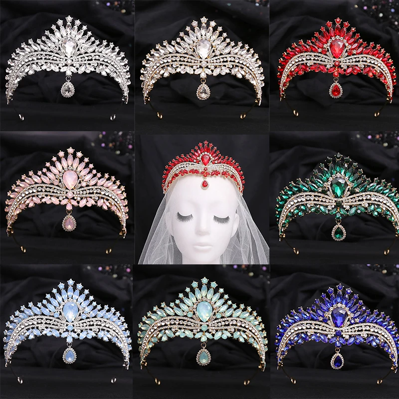 Luxury Silver Color Crystal Bridal Jewelry Sets Rhinestone Tiaras Crown Necklace Earrings Alloy Wedding Dubai Jewelry