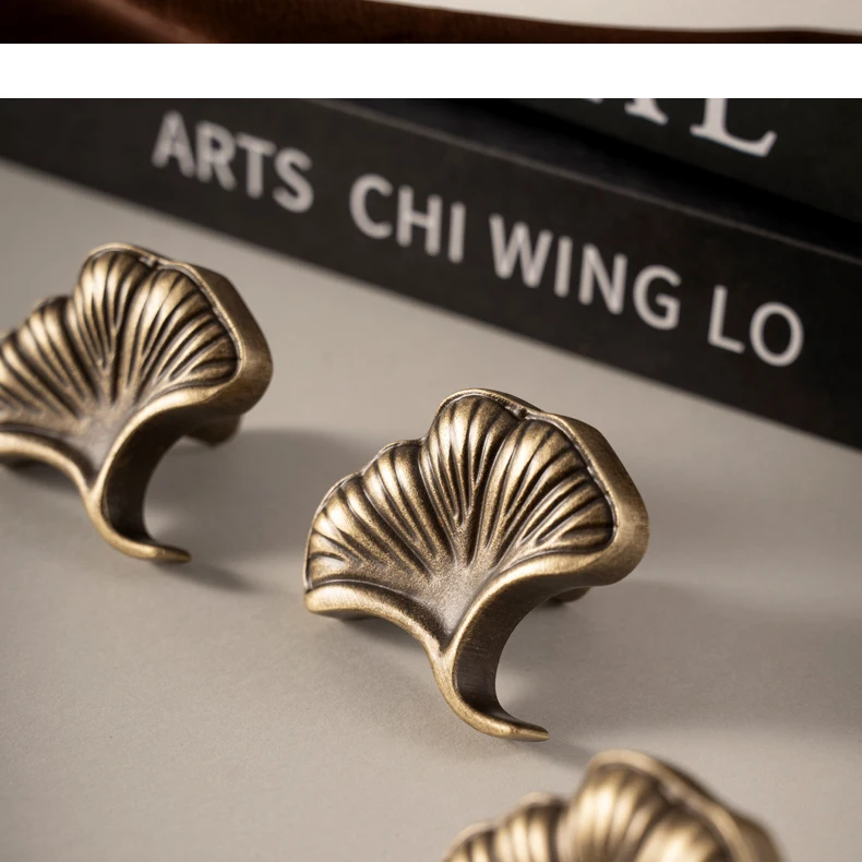 ginkgo leaf brass cabinet knob for kitchen drawers