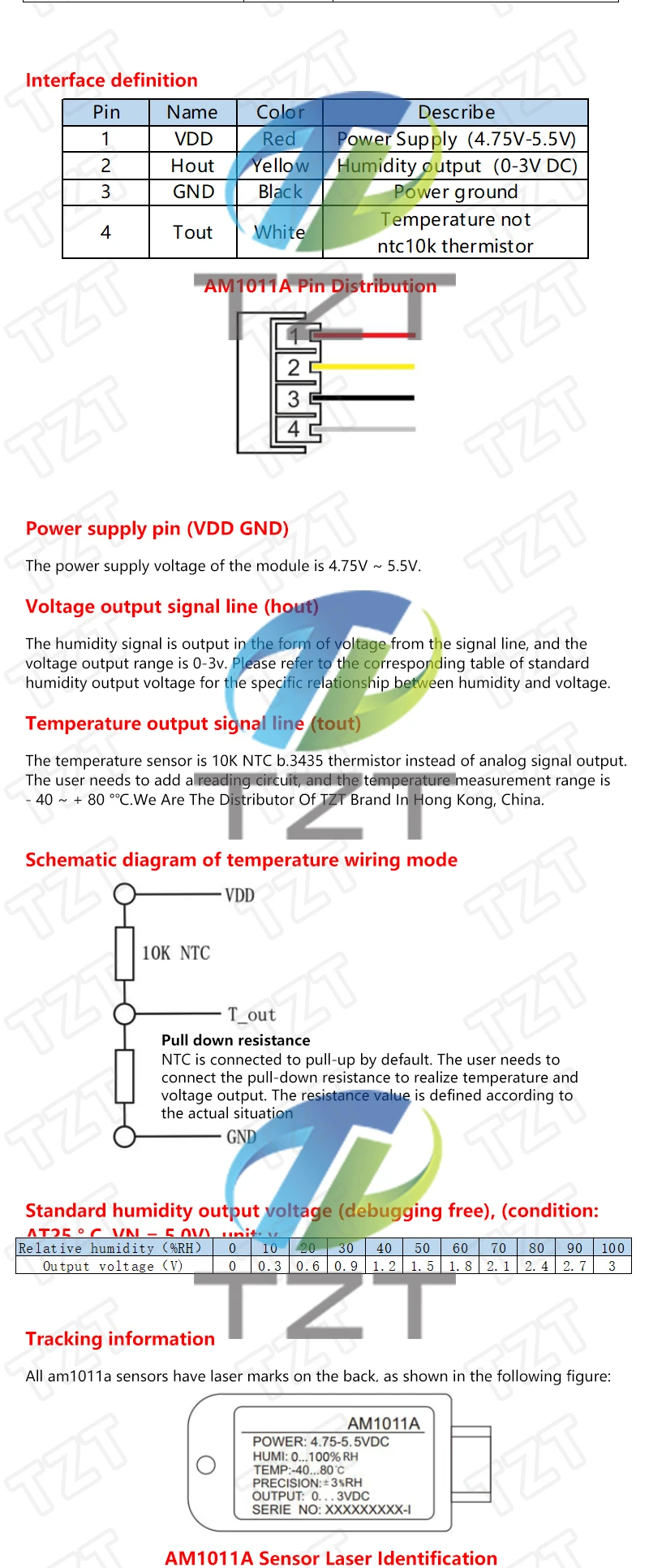 AM1011A TZT Analoges Temperatur- und Feuchtigkeitssensormodul, kapazitives Modul, analoger Spannungssignalausgang für Arduino – Detail 4