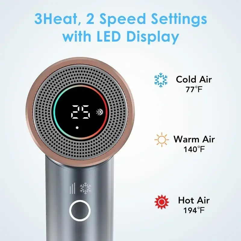 WHALER'S Professional Ionic Hair Dryer Hair with Diffuser and Concentrator, Ionic Dryer, 3-Segment Heat Setting