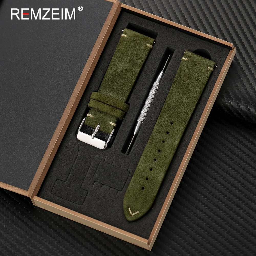 Unisex Suede Leather Watch Strap with Quick Release and Gift Box – Elegant Wristband Accessory