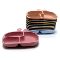 Silicone Baby Dinner Plate Food Grade Baby Supplement Bowl Set Children's Divided Dinner Plate Suction Cup One Piece 1
