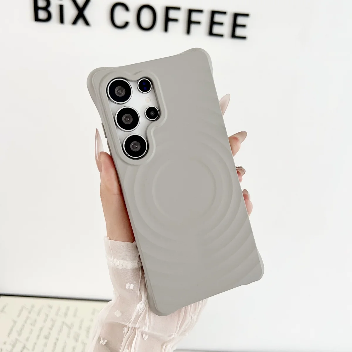 Stylish Water Ripple Silicone Magnetic Case with Wireless Charging and Shockproof Protection