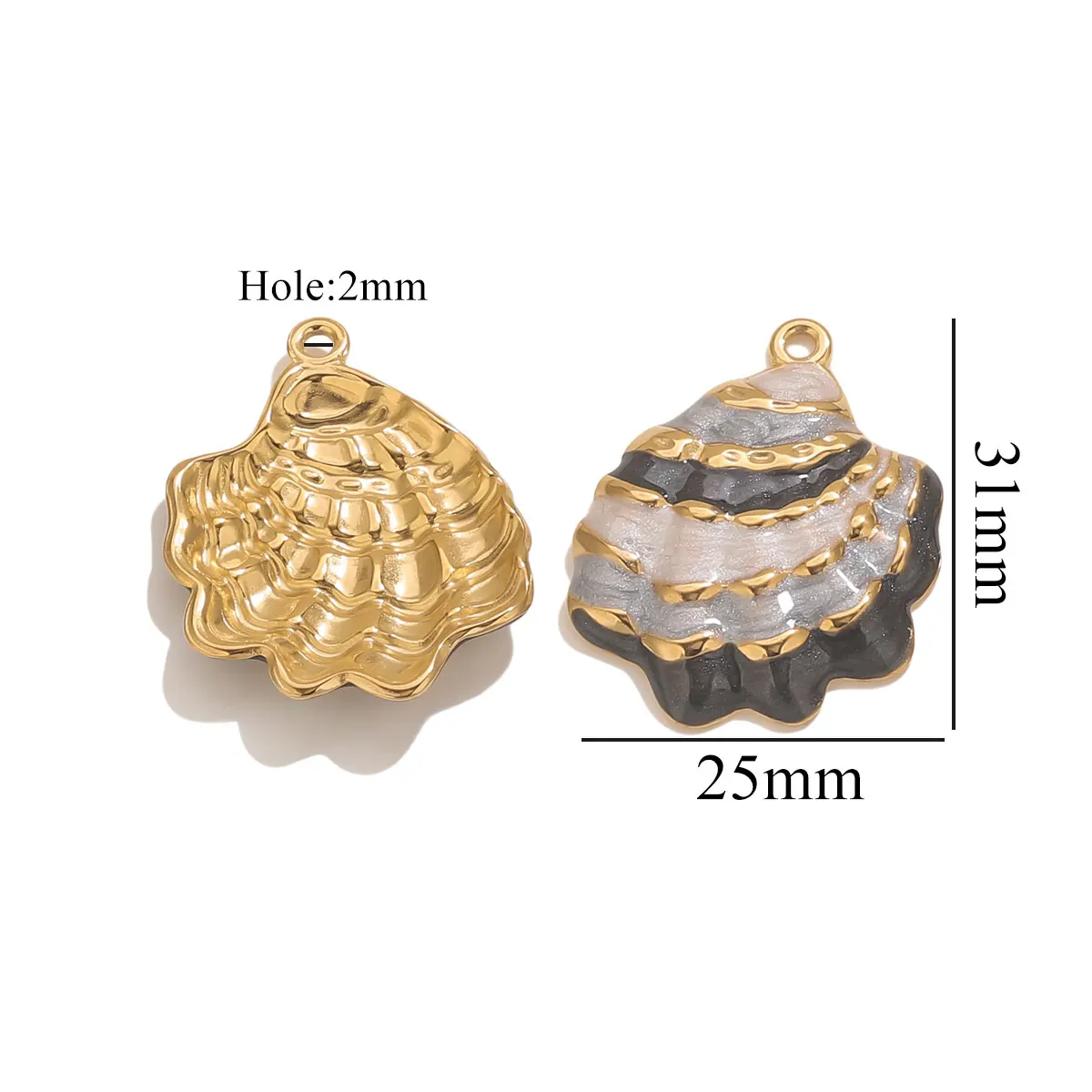 2PCS Edelstahl Emaille Öl Tropfen Ozean Shell Anhänger 18K Gold DIY Frauen Halskette Armband Stecker Schmuck Amulett großhandel – Detail 13