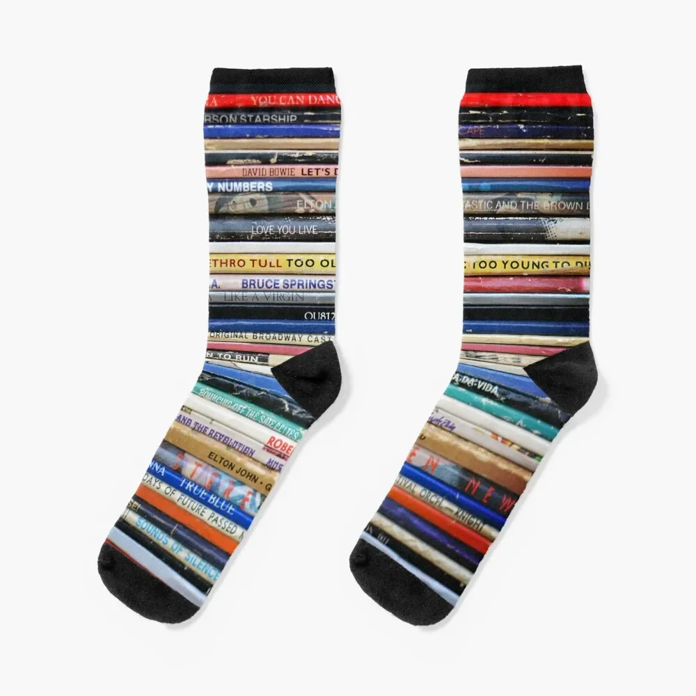 

Vintage Retro Record Album Spines Socks aesthetic Stockings man Christmas Antiskid soccer Men's Socks Women's