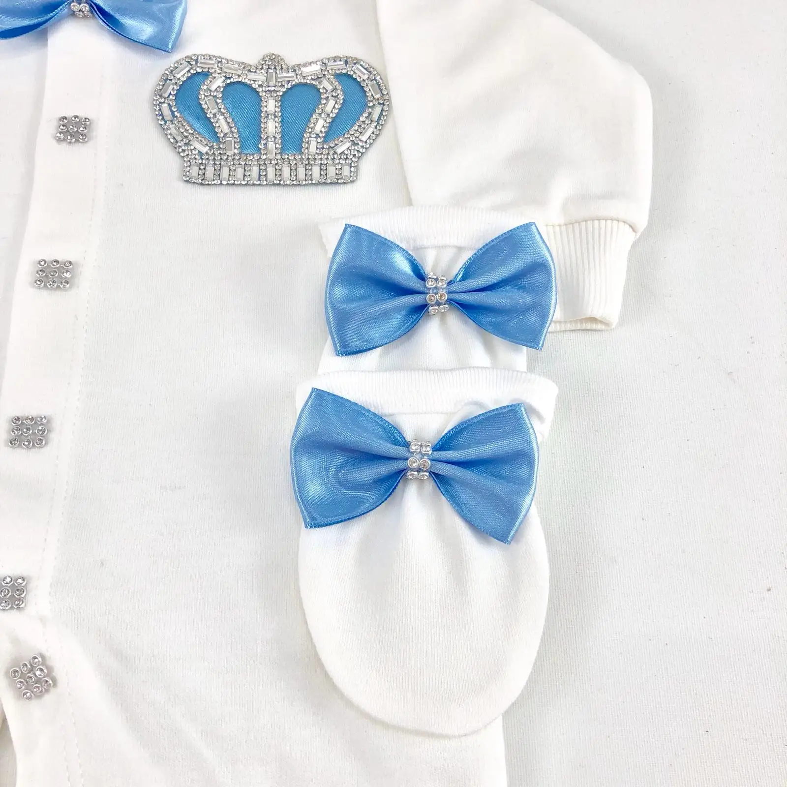 Baby Outfits Newborn Girls Boys Infant Hat Shoes Gloves Paicifer Crown Jewelry Wing Pajamas Luxury Bling Turkey 4pcs set Baby Rompers Outfit