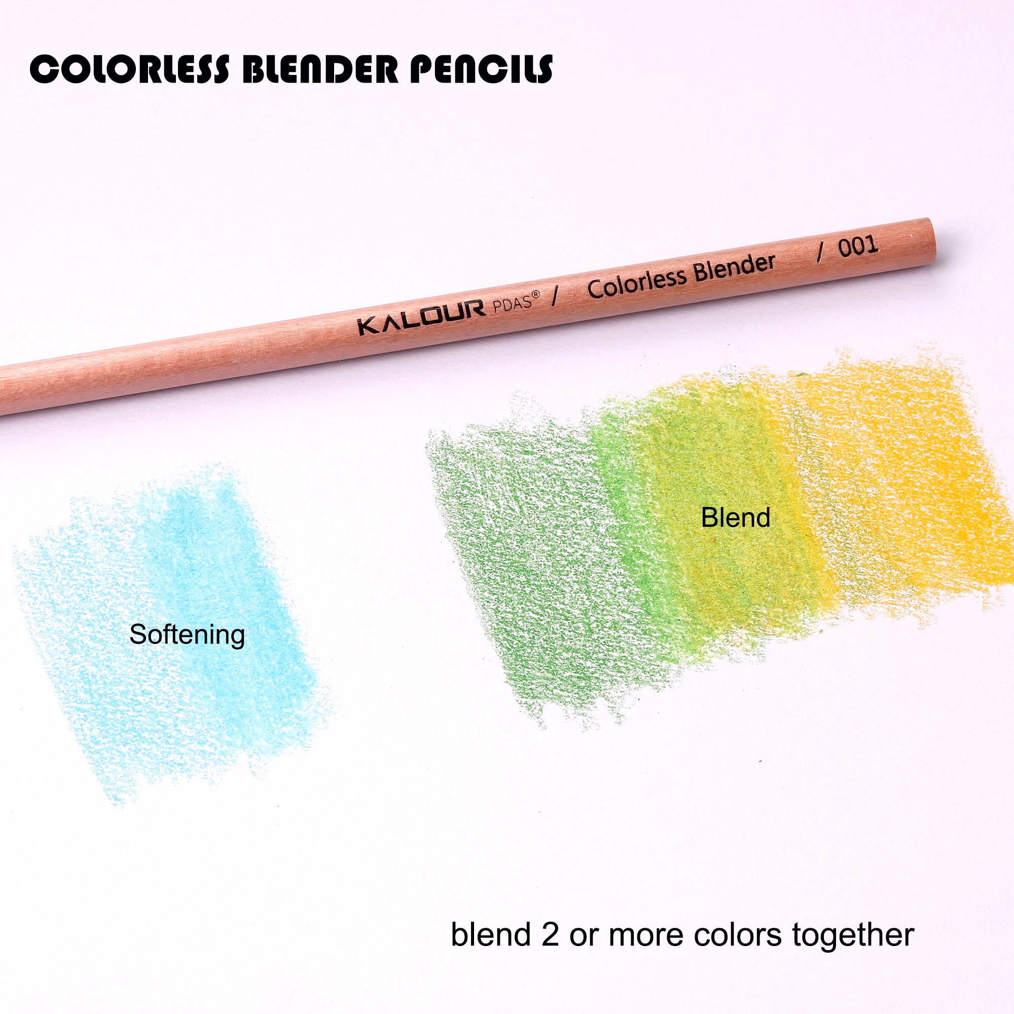 KALOUR Colorless Blender and Burnisher Pencils Set,Non-pigmented, Wax Based Pencil,perfect for Blending Softening Edges