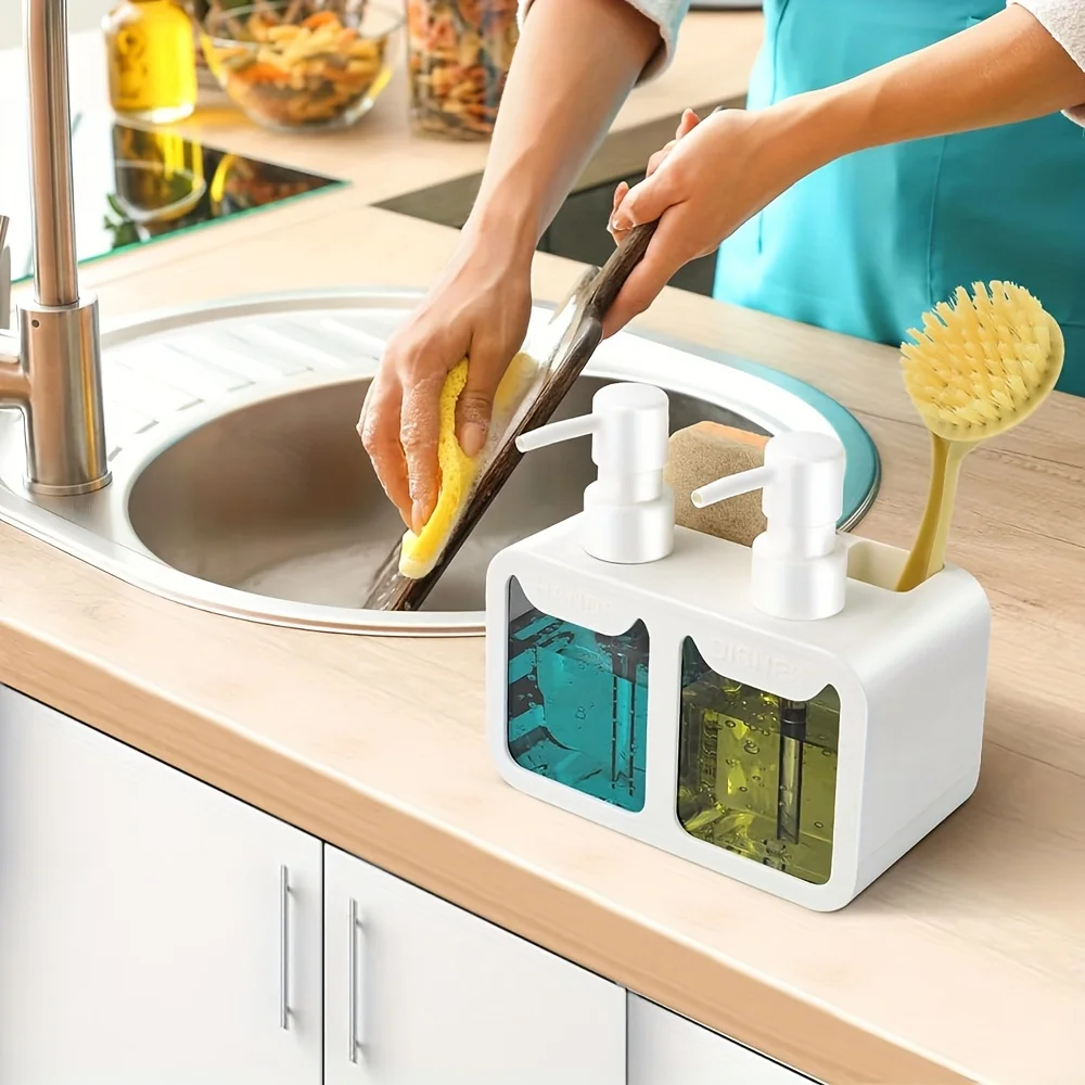 Soap Dispenser Soap Dispenser Bottle 1pc Dish Soap Dispenser For Sink Countertop Soap Dispenser & Brush Holder Refillable Lotion For Bathroom