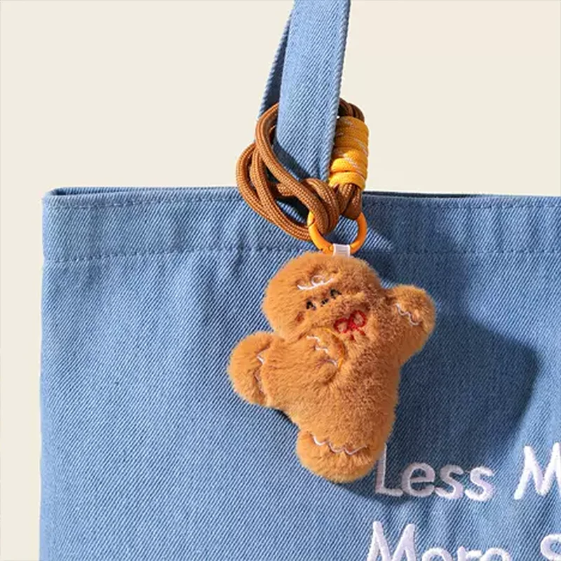 Mini Plush Christmas Keychain Cute Gingerbread Man Snowman Santa Claus Pendant Bag Hanging Ornament Gift