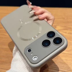 Luxurious Metallic Nano Frosted Wireless Charging Phone Case Cover - iPhone 15 (Gray)