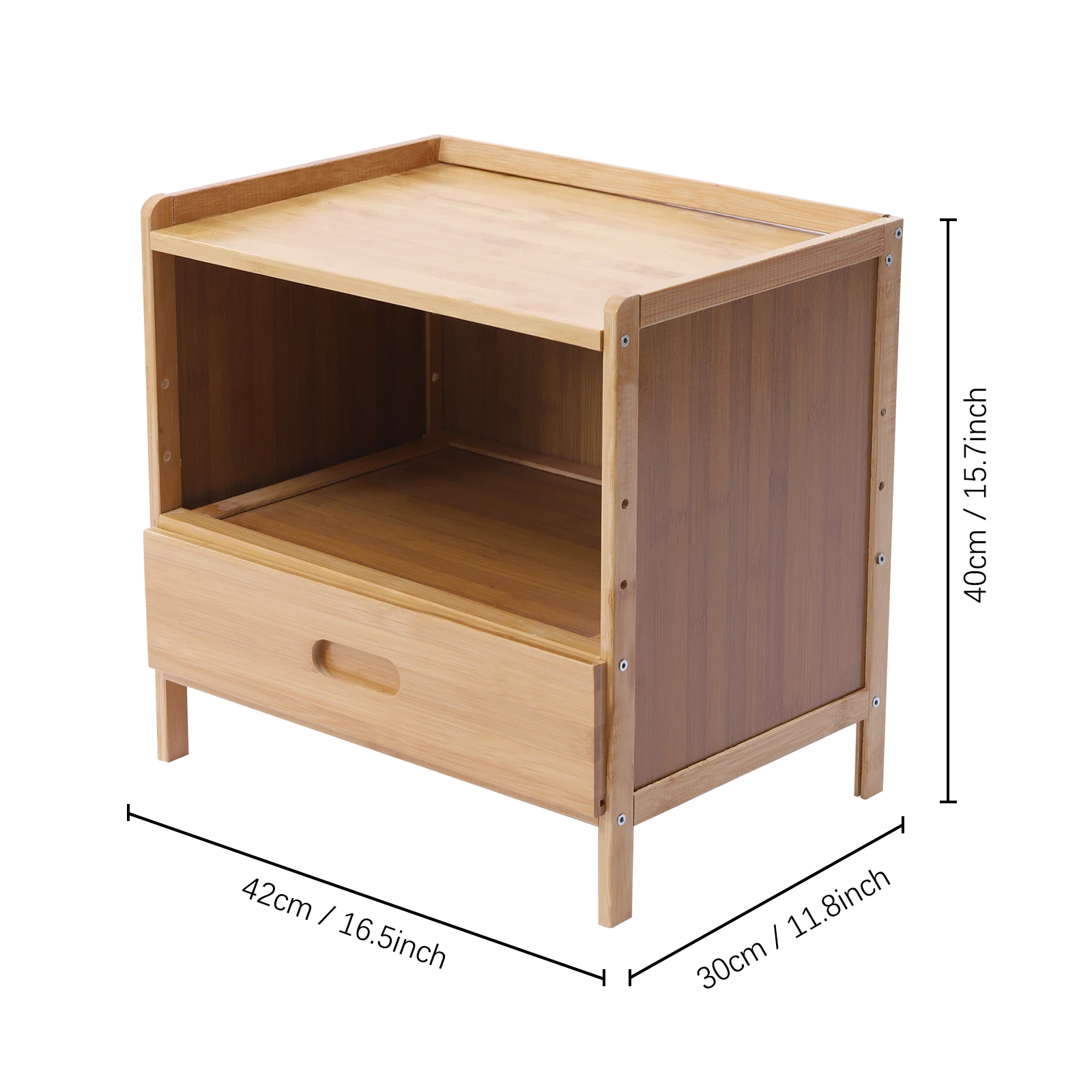 CNCEST Modern Nightstand with Drawer Farmhouse Bamboo Night Stand Bedroom Bedside Table Mini Bed Side Table Sofa End