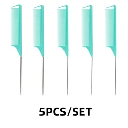 Professional Candy Color Pointy Tail Hair Styling Comb Set - 5/12 Pieces (5PCS  Green)