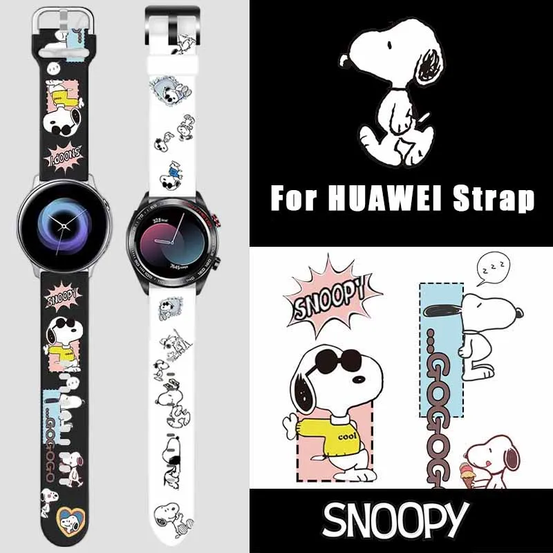20Mm 22Mm Snoopy Silicone Loop Kawaii Band Per Samsung Galaxy Watch 3 Active 2 Gear S3 Bracciale Huawei Gt2 Pro Strap Hot Gift