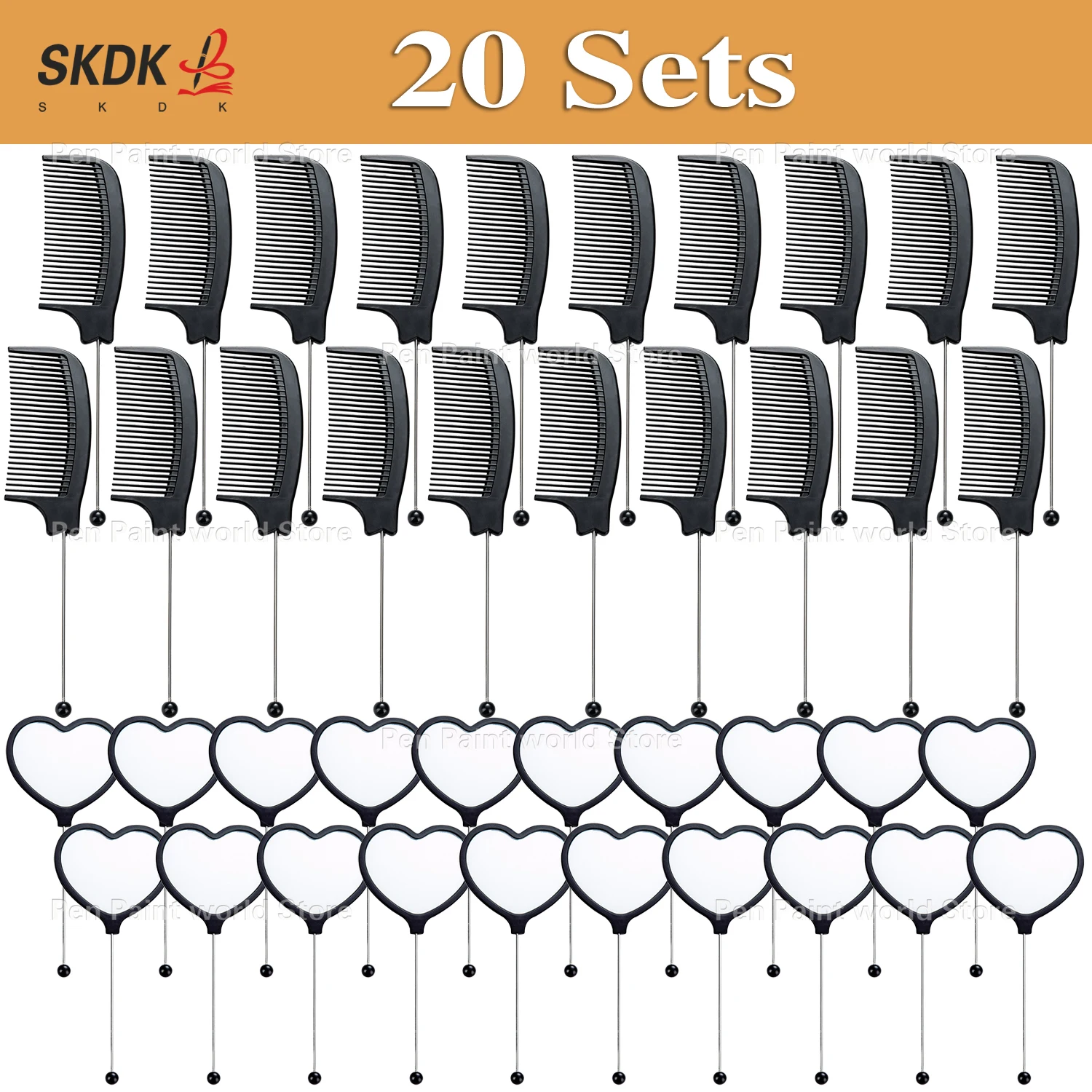 20Sets New DIY Bead Handle Cosmetic Mirror - Small Single-Sided Handheld Mirror for Girls, Women (Bookmark Use)