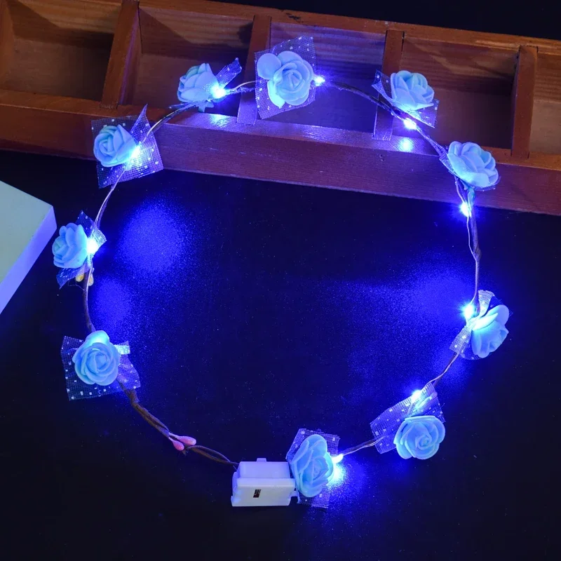LilaLemon 3x Leuchtende LED-Blumen-Haarbänder – Blumenkronen-Girlande Für Frauen & Mädchen, Für Hochzeit, Halloween, Party
