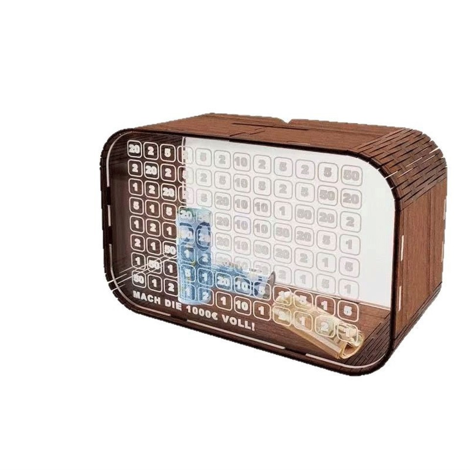 Money Box with Counter Money Saving Box Cash Vault Retro Style Wooden Piggy Bank Handmade Saving Money Goal for Child Adult