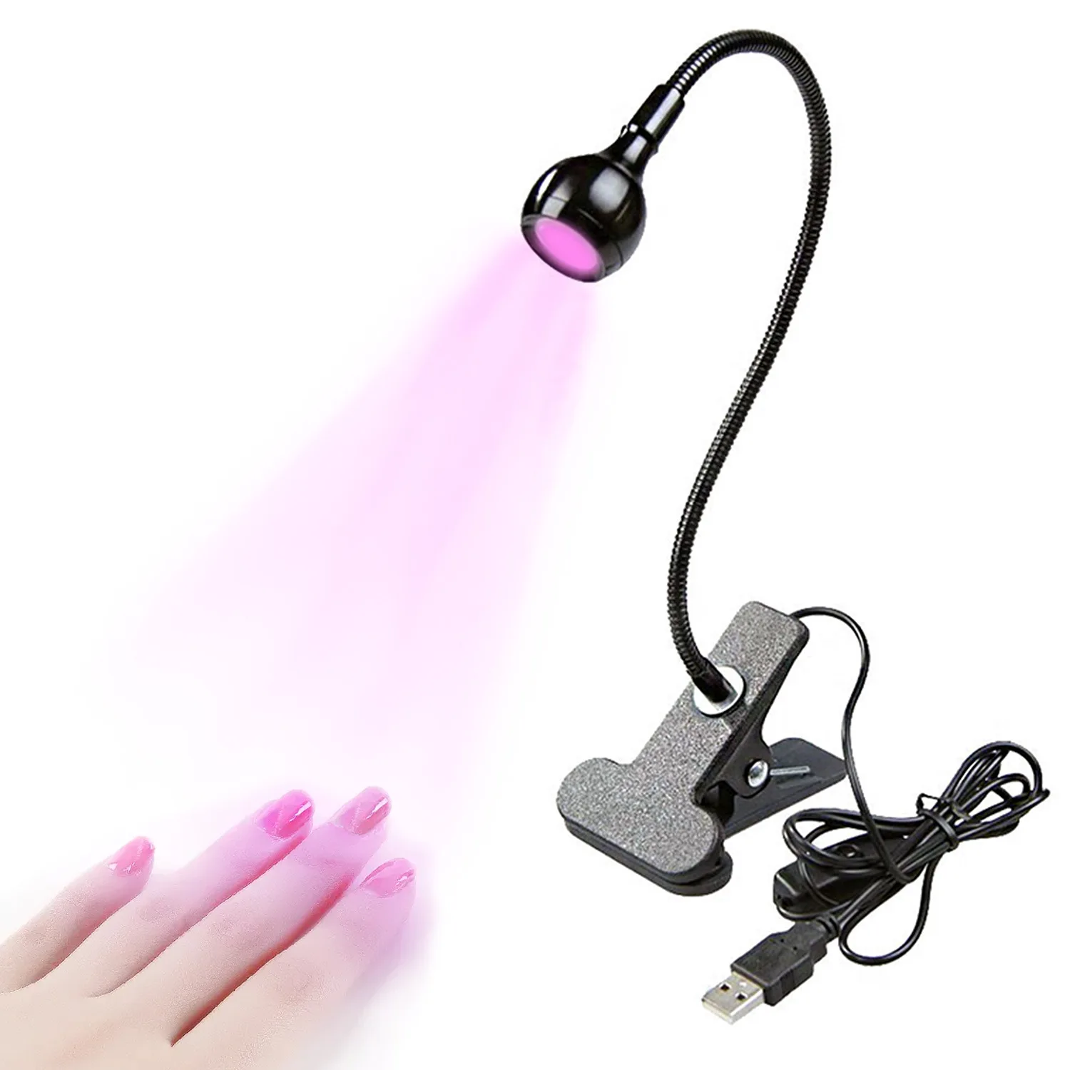 Led Ultraviolet Lights Clip-On Flexible Metal Tube UV Led Curing Lamp USB Mini UV Gel Curing Light Nail Dryer For DIY Nail Art