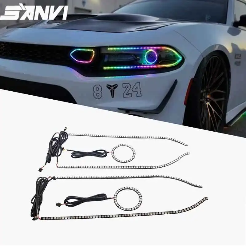 

Разноцветные фары «ангельские глазки» с RGB-подсветкой для Dodge Charger 2015-2021