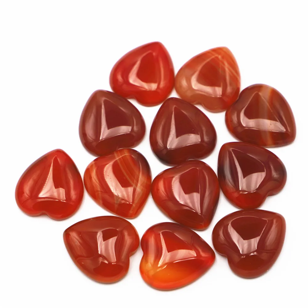 23x25mm Natural Stone Heart Onyx Cab Cabochon Epidote Red Agate Beads for DIY Jewelry Making 12pcs Dropshipping Free Shipping