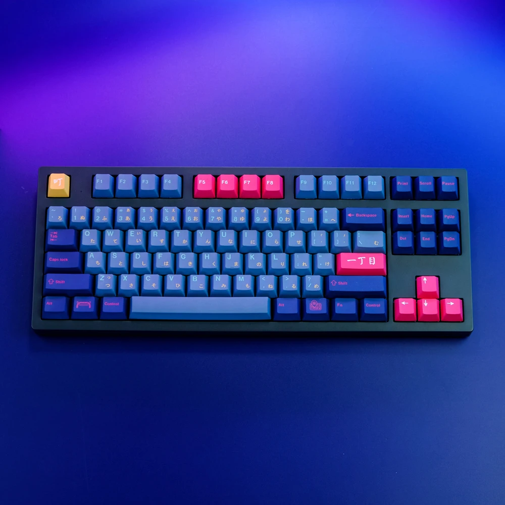 Teclado Mecânico Keycap Pbt Japonês Kabuki Cho Sublimação Dye Perfil Cherry Interruptor mx com 1.75u Shif 129 Chaves