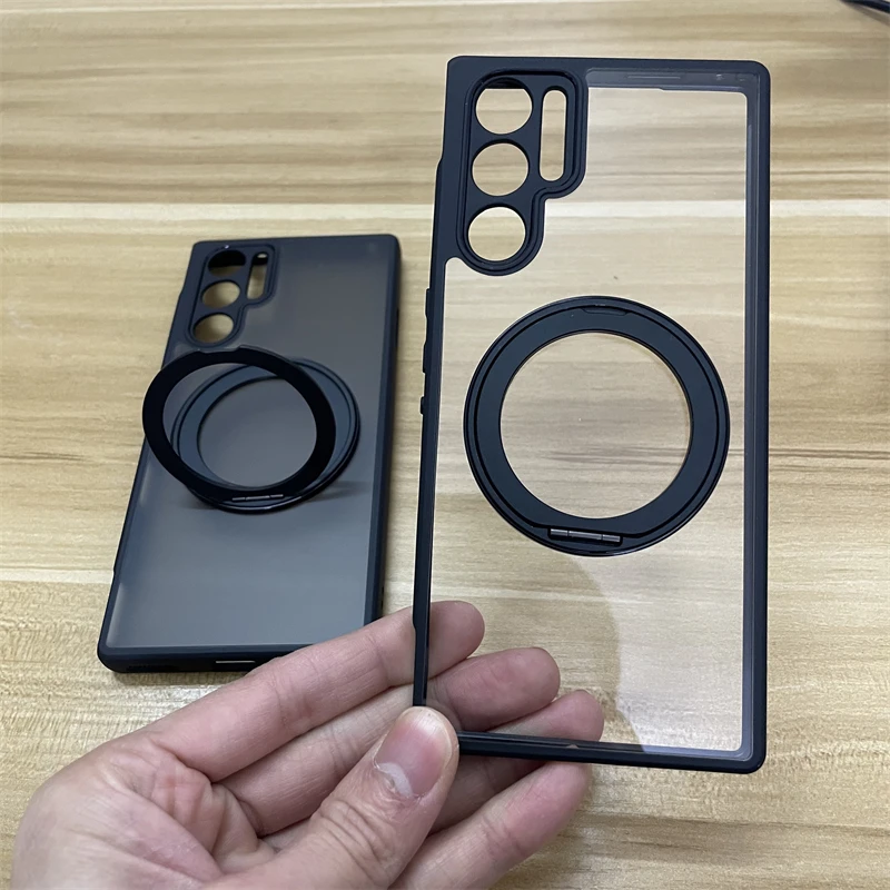 Magnetic Ring Stand Transparent Case with Protective Shell