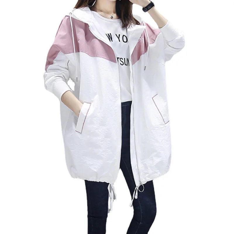 

Fashion Women's Trench Coat for Spring 2023, Loose Fit Plus Size Jacket with College Style Color Blocking