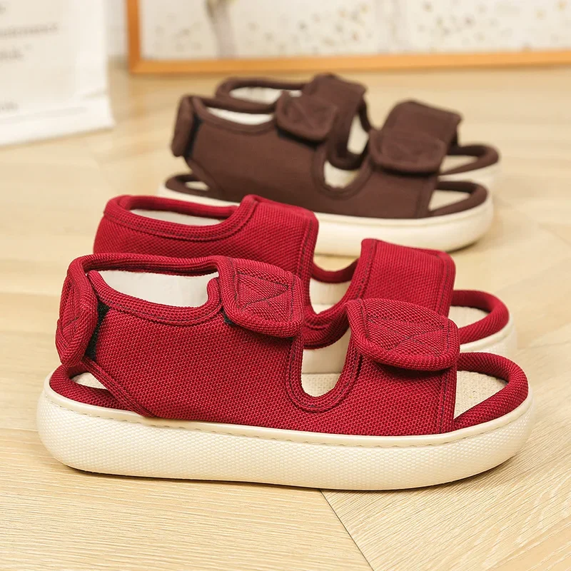 شباشب كتان واسعة القدم قابلة للتعديل في الهواء الط...