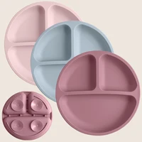 BPA Free Solid Color Dishes Children Dishes Suction Plates Silicone Baby Dining Plate For Toddlers Baby Training Feeding Bowl 1