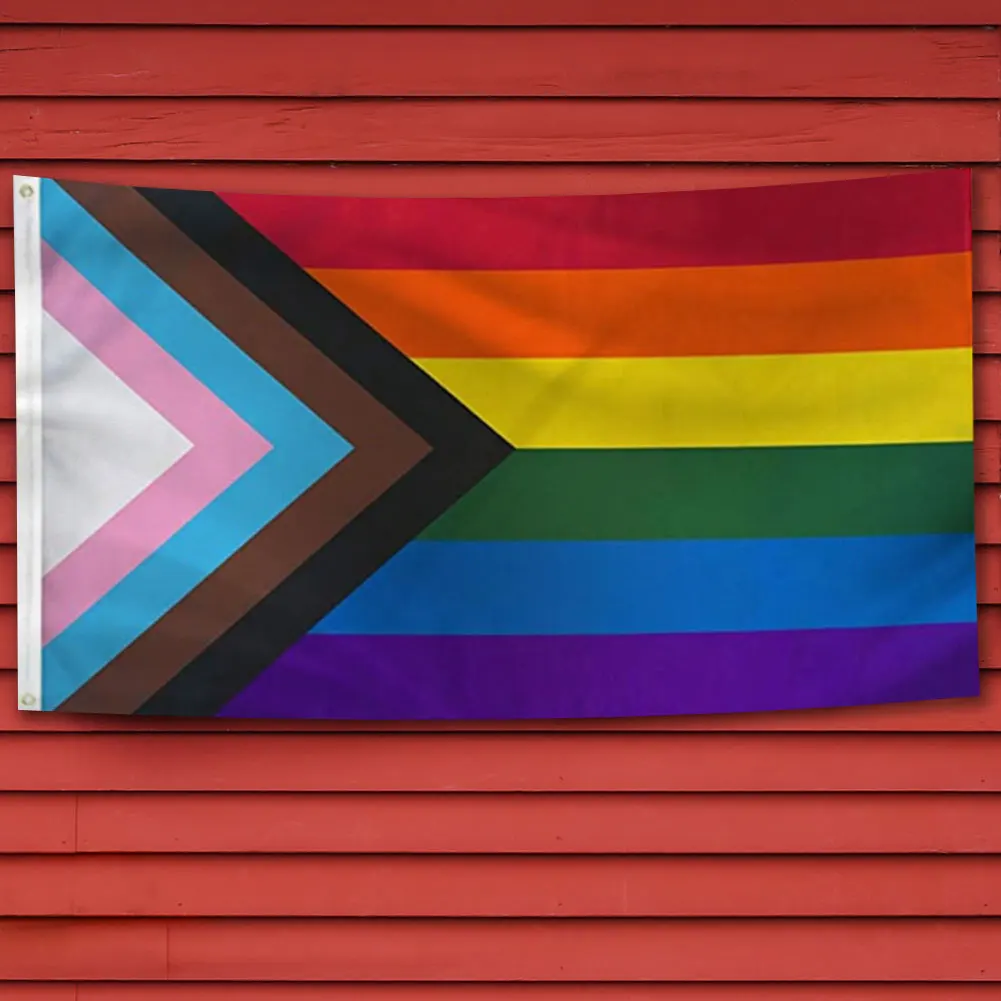 90x150cm Rainbow Flag LGBTQ+ Outdoor Pride Flag Colorful Hanging Flag Banner for Intersex Community Intersex Progress Bisexual 4