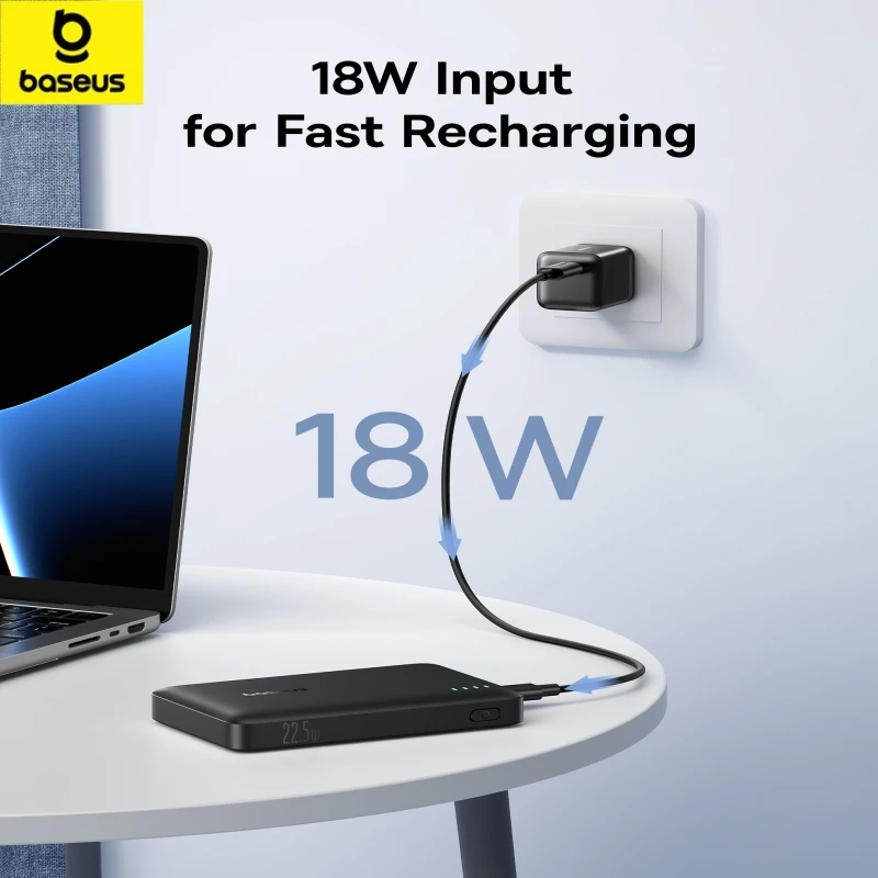 Baseus 22.5W Power Bank 10000mAh Portable Charger PowerBank QC PD Fast Charging External Battery For iPhone 16 15 Samsung Xiaomi 4