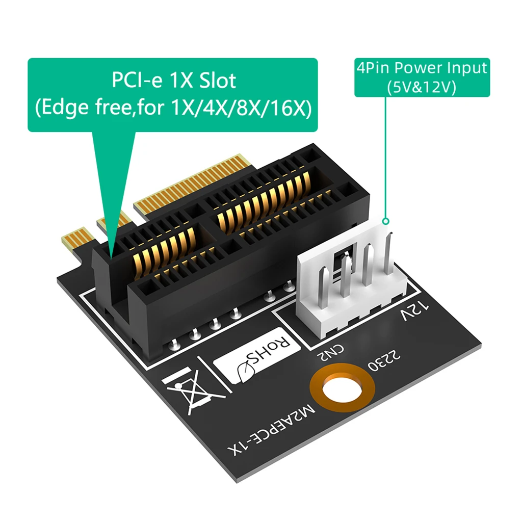 PCI Express 카드 변환 어댑터 카드, M.2(NGFF) 2230 키 A, A + E, PCI-E 1X, 윈도우 XP, 7, 8/10, WinCE, 리눅스용