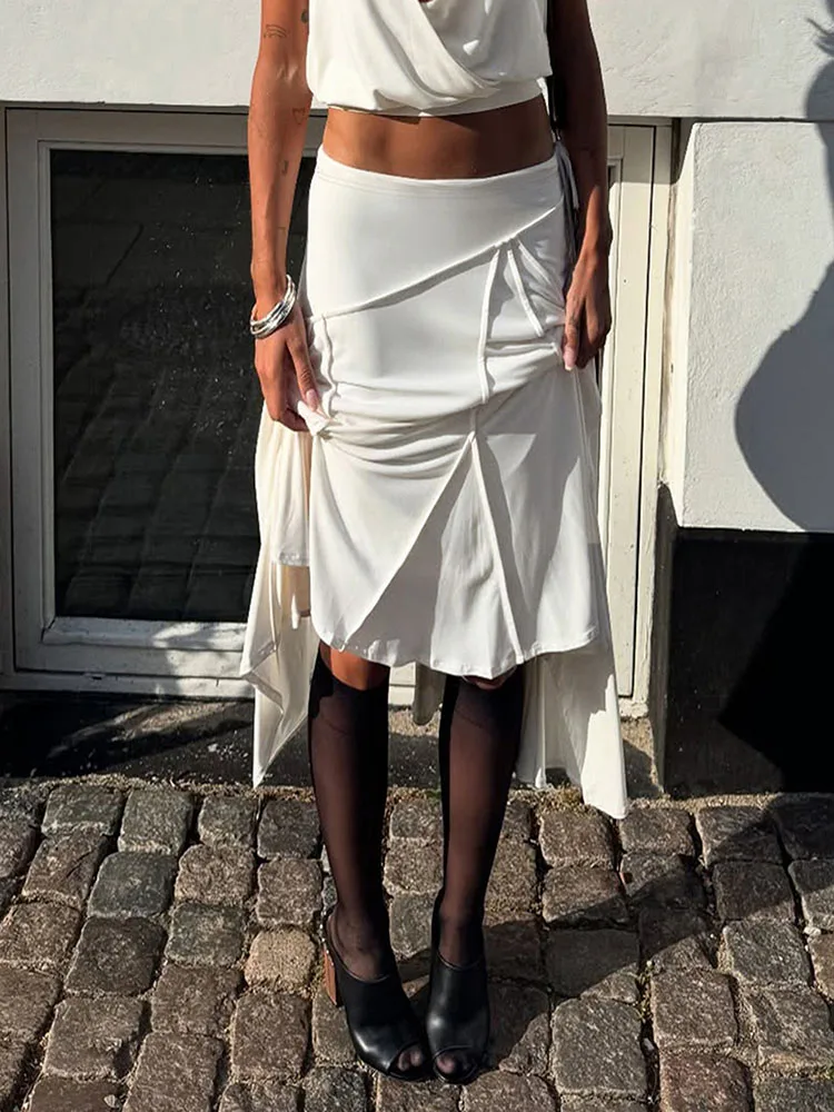 Women's Low-Waisted Casual Irregular Lace-Up Skirt Sexy Solid Color Summer Beach Fashion Streetwear 2025 2