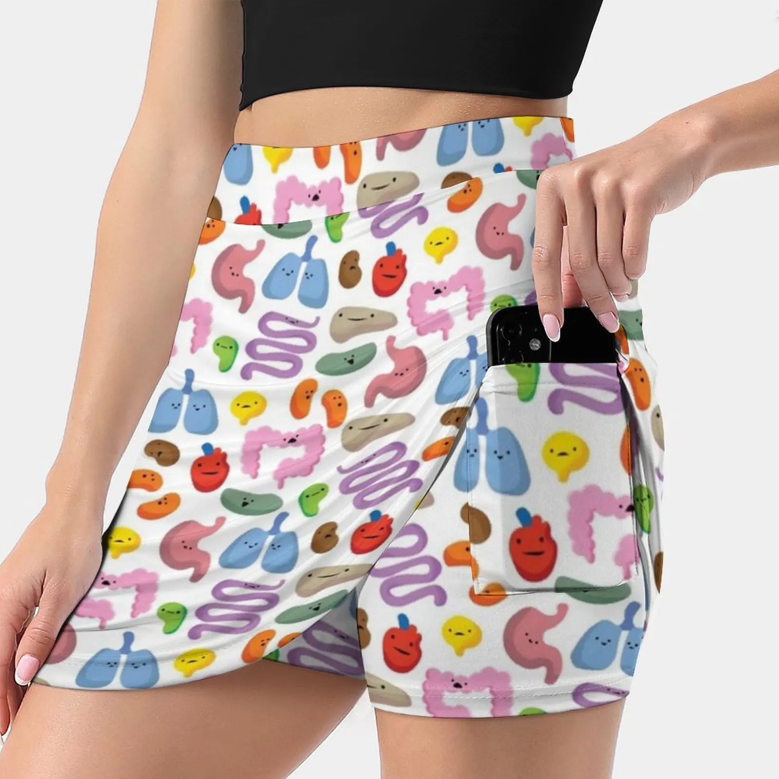 

Organ Gang Women's skirt Mini Skirts A Line Skirt With Hide Pocket Organ Pattern Heart Lungs Liver Stomach Kidney Spleen