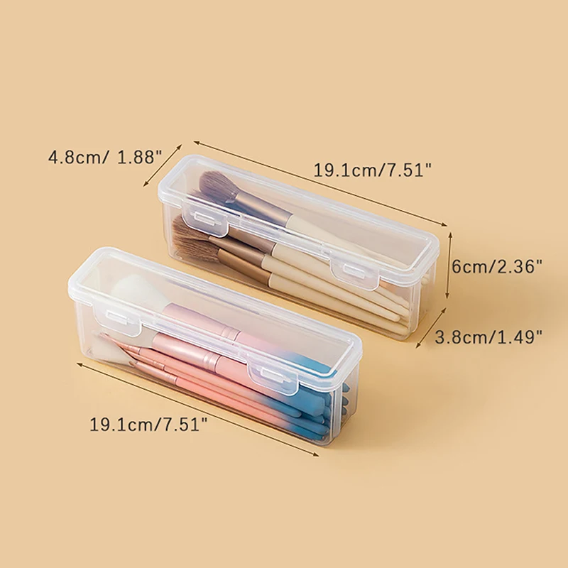 1pc Portable Women Cosmetic Bag Storage Organizer Makeup Brush Transparent With Cover Organizer Eyebrow Pencil Boxes Tools 6