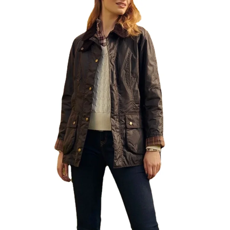 

Осень-зима 2023, женская одежда VII, ветрозащитная приталенная куртка с двойной молнией и несколькими карманами для улицы, вощеная куртка, бесплатная доставка