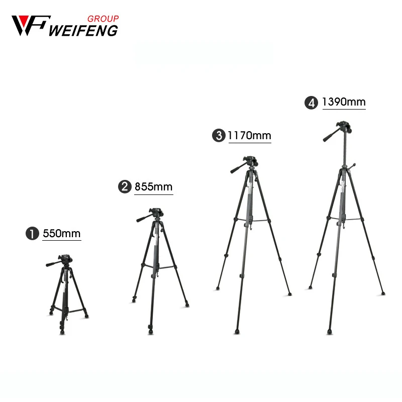 WEIFENG WF-3520 카메라 삼각대, 휴대용 사진 비디오 셀카 브래킷, DSLR 마이크로 카메라용 헤드 퀵릴리즈 플레이트 포함