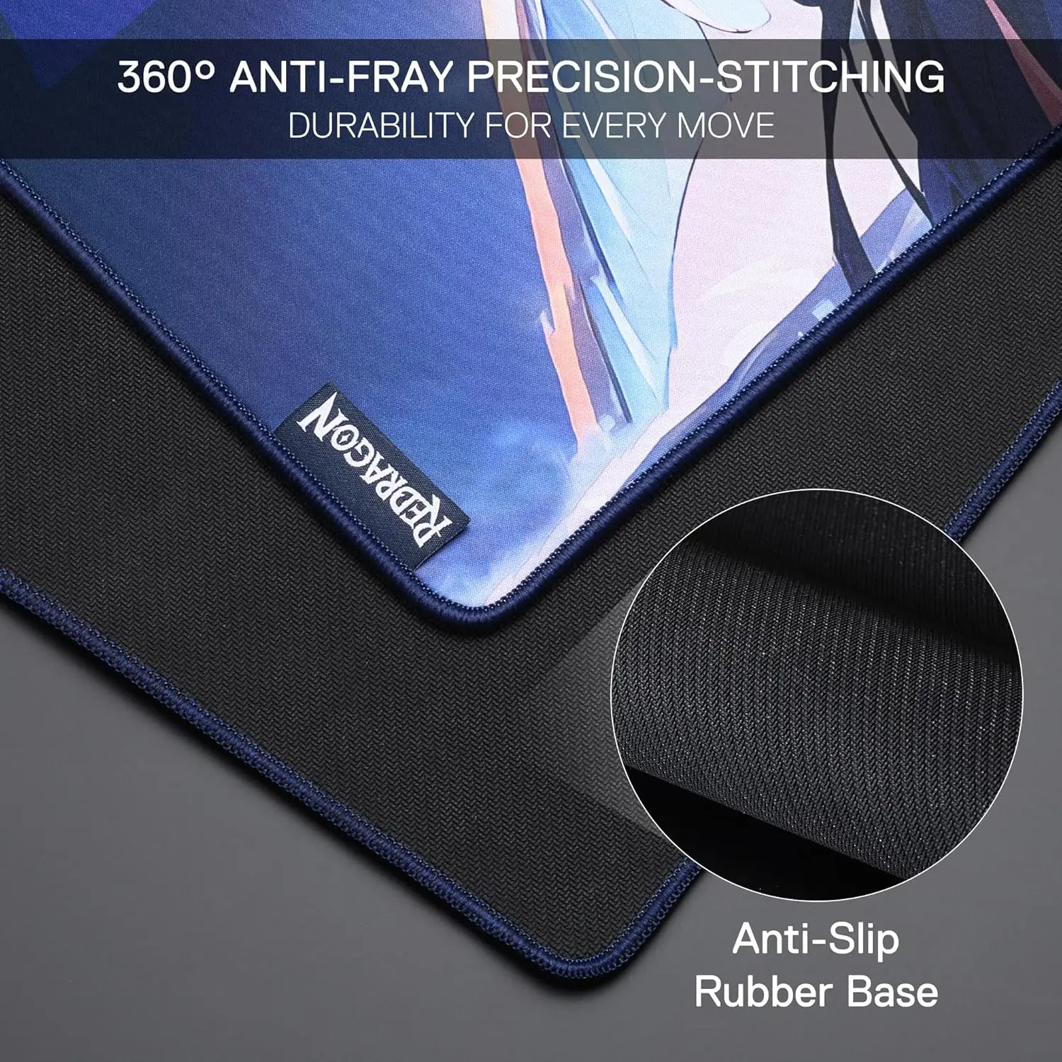 Redragon P046 Anime Gaming Mouse Pad-Smooth Lycra Surface, Anti-Slip Rubber Base, Spill-Resistant, Durable 5mm Thick