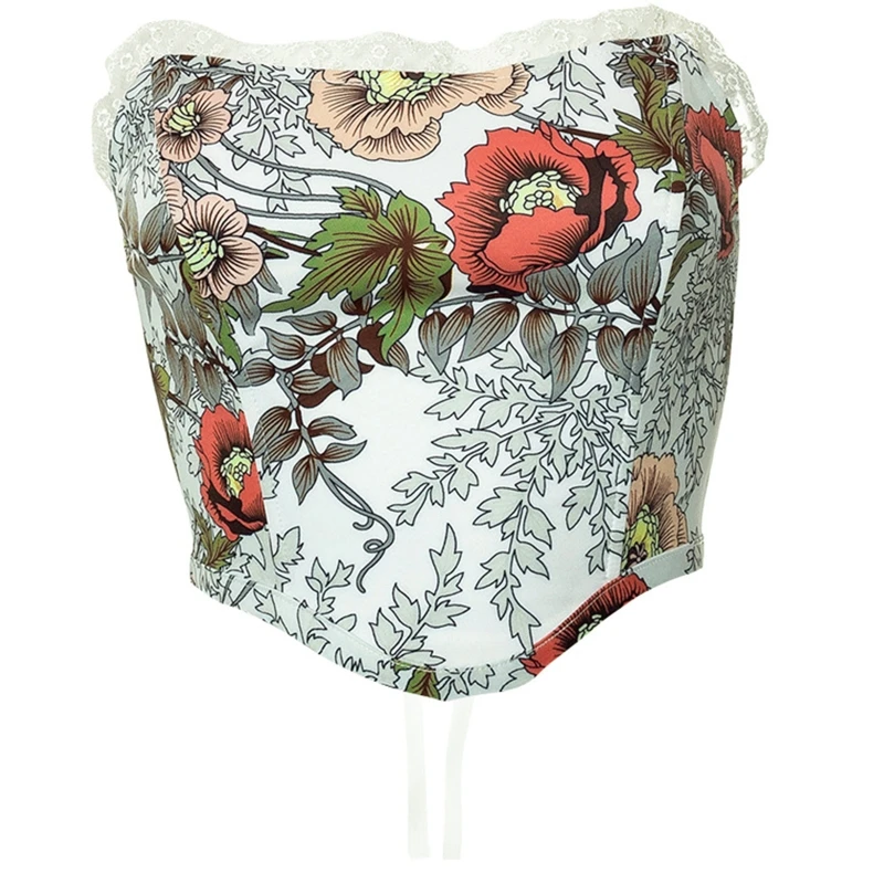 

Elegant Floral Printing Waist Trainer Women Corset T-shirt Body Shaper Girdle Trimmer Sleeveless Waist Decorations