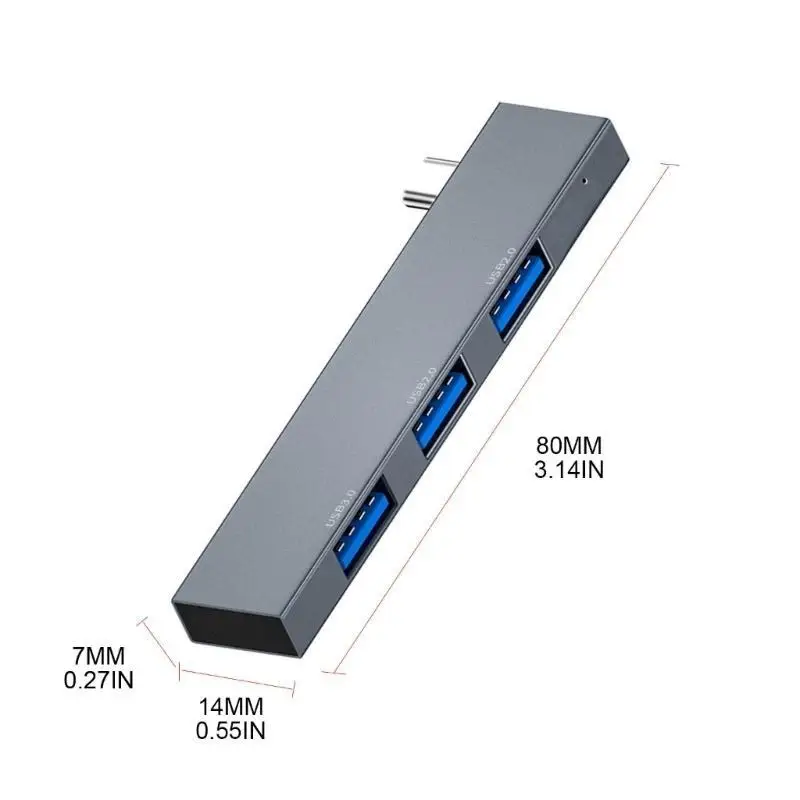 652F 3 in 1 1x3.0+2x2.0 USB 허브 3 포트 확장 플러그 슬림형 C/USB PD 분배기