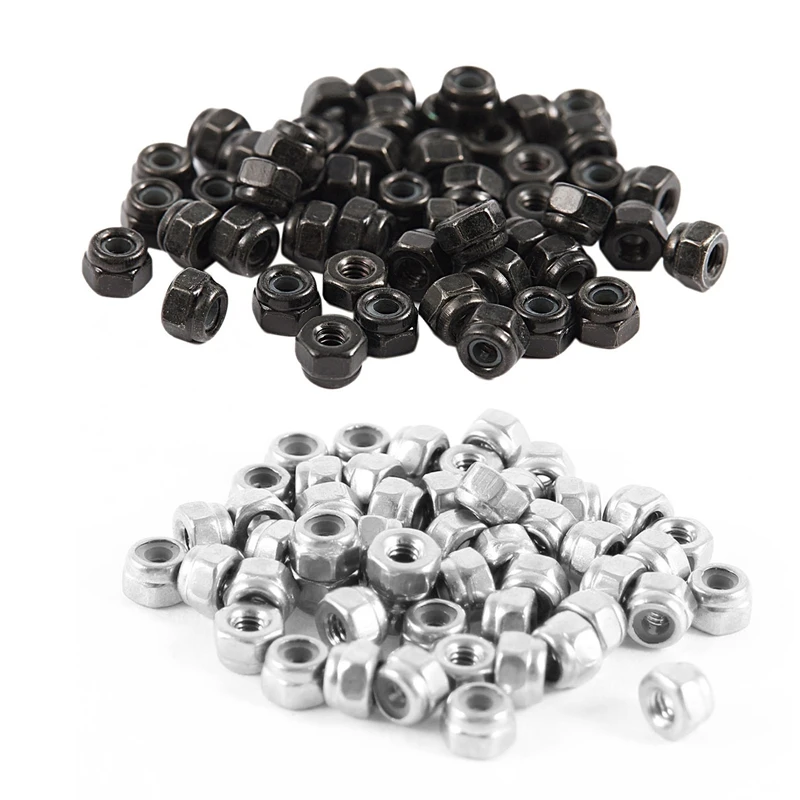 

100 Pcs Nuts:50 Pcs M2 Zinc Plated Nylock Nylon Insert Hex Lock Nuts & 50 Pcs Hardware Hex Locknut M2 A2-70