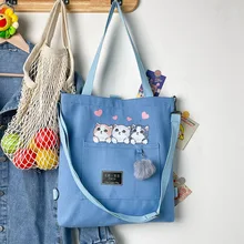 

Single Shoulder Messenger Tote Bag Cartoon Printed Class Bag Double Shoulder Bag Autumn and Winter New Large Capacity Student