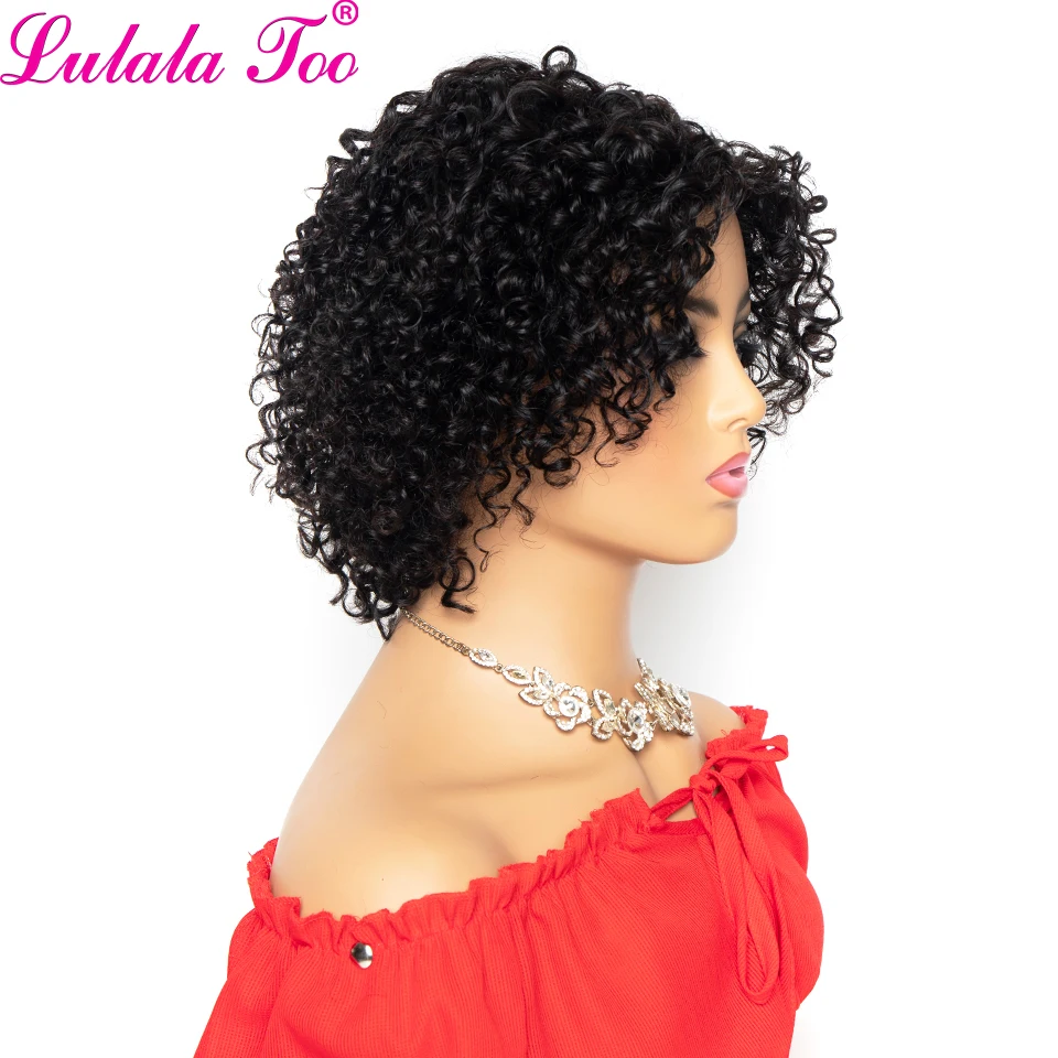 Kinky Curly Wig Short Bob Human Hair Wigs Brazilian Remy Wigs 150% Density For Women Natural Color Yepei Hair