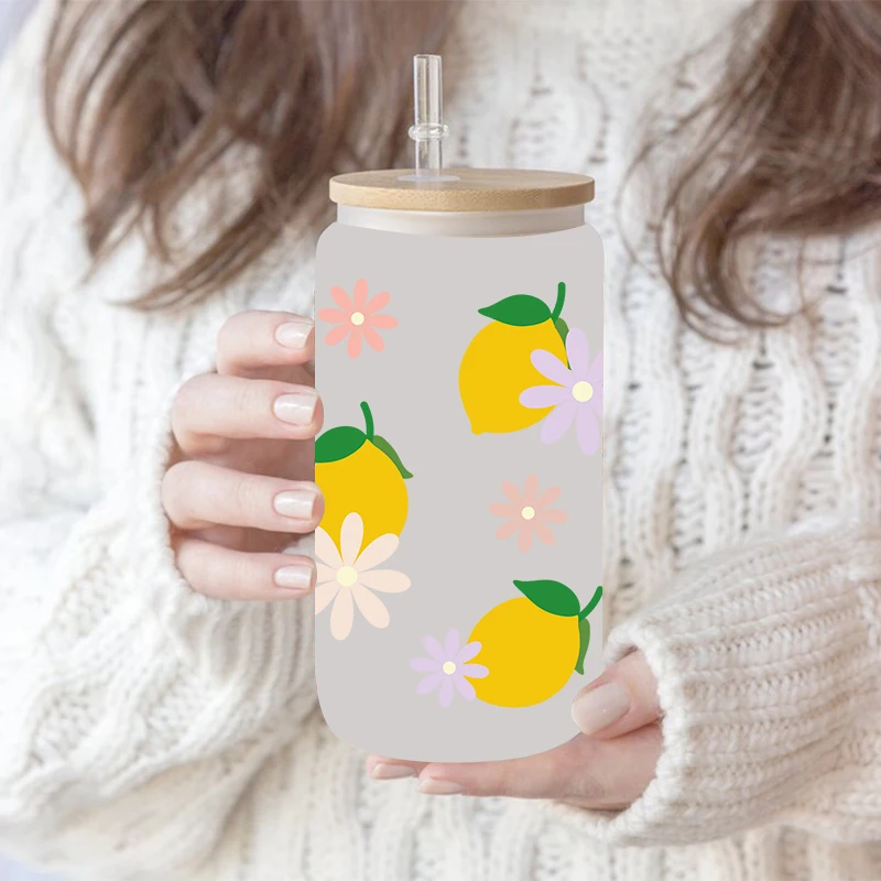 UV DTF Transfer Sticker Pineapple lemon For The 16oz Libbey Glasses Wraps Bottles Cup Can DIY Waterproof Decals D2379