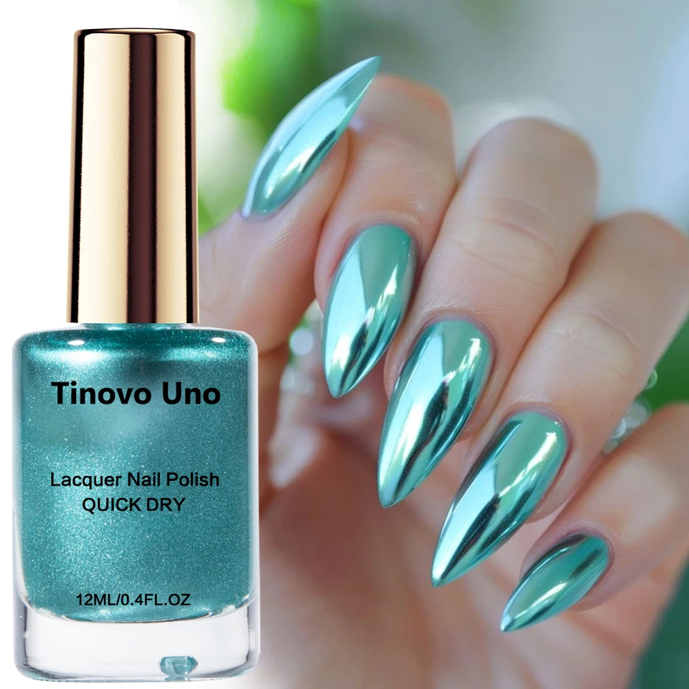 Tinovo Uno Metallic Nail Polish Lake Blue Reflective Nail Varnish Enamel Quick Dry Metal Color Nails Lacquer Manicure Hardener 3