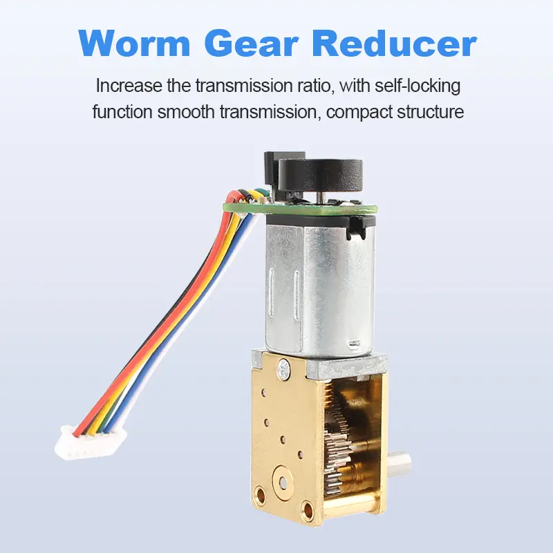 DC 3V 6V 12V N20 22rpm 550rpm Worm Gear Motor Full Metal Gearbox With 7PPR Encoder image 6